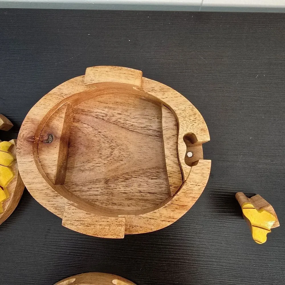Handcrafted Wooden Sunflower Shape Secret Jewelry Puzzle‎ Box